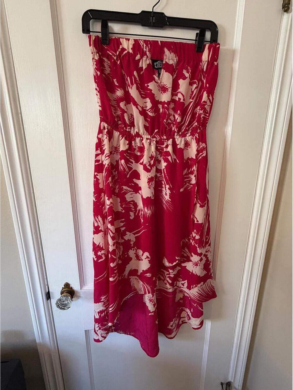 Angie Pink Floral Strapless Maxi Dress Size S Romantic Resort